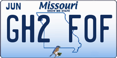 MO license plate GH2F0F