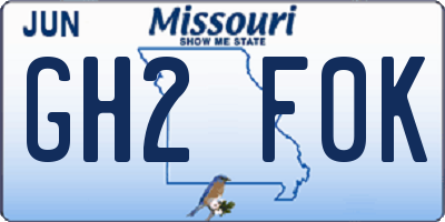 MO license plate GH2F0K