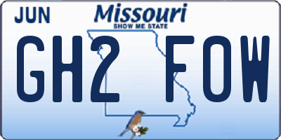 MO license plate GH2F0W