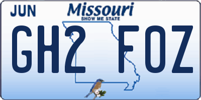 MO license plate GH2F0Z