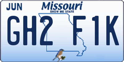 MO license plate GH2F1K