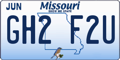 MO license plate GH2F2U
