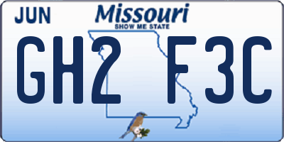 MO license plate GH2F3C