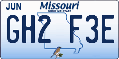 MO license plate GH2F3E