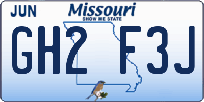 MO license plate GH2F3J