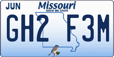MO license plate GH2F3M