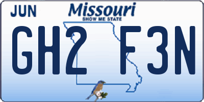 MO license plate GH2F3N