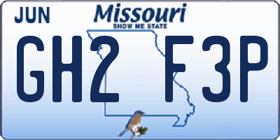 MO license plate GH2F3P