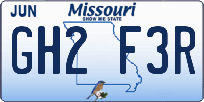MO license plate GH2F3R