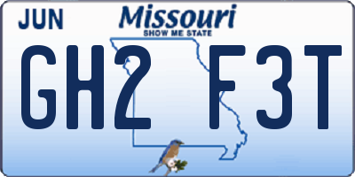 MO license plate GH2F3T