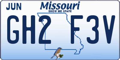 MO license plate GH2F3V