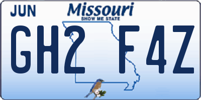 MO license plate GH2F4Z