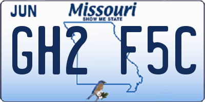 MO license plate GH2F5C