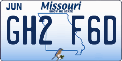 MO license plate GH2F6D