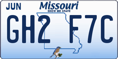 MO license plate GH2F7C
