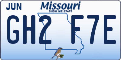 MO license plate GH2F7E