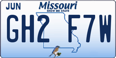 MO license plate GH2F7W