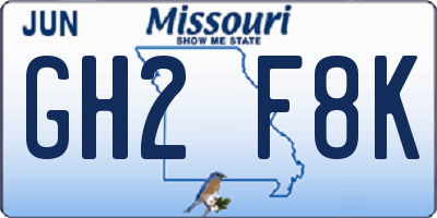 MO license plate GH2F8K