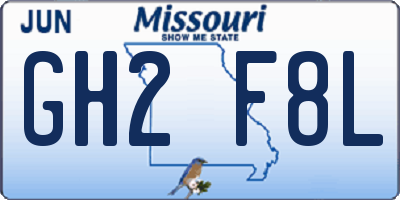 MO license plate GH2F8L