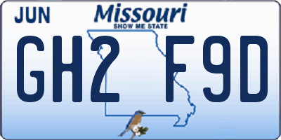 MO license plate GH2F9D