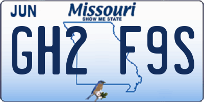 MO license plate GH2F9S