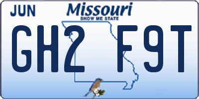 MO license plate GH2F9T