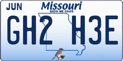 MO license plate GH2H3E