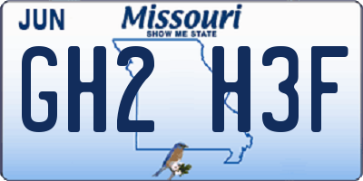 MO license plate GH2H3F
