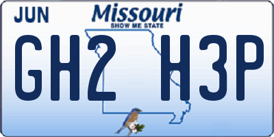 MO license plate GH2H3P