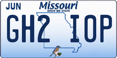 MO license plate GH2I0P