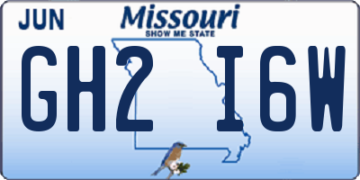 MO license plate GH2I6W