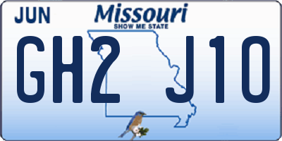 MO license plate GH2J1O