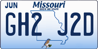 MO license plate GH2J2D