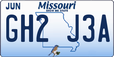 MO license plate GH2J3A