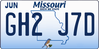 MO license plate GH2J7D