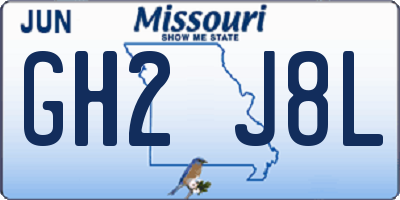 MO license plate GH2J8L
