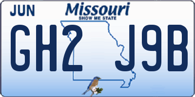 MO license plate GH2J9B