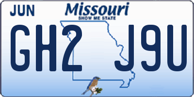 MO license plate GH2J9U