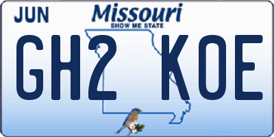 MO license plate GH2K0E