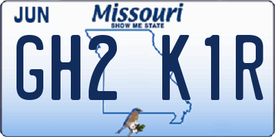 MO license plate GH2K1R