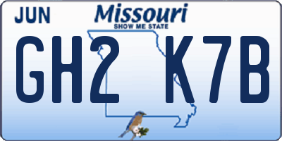 MO license plate GH2K7B
