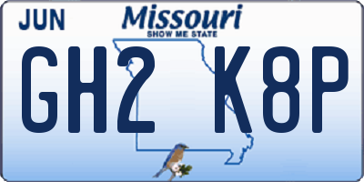 MO license plate GH2K8P