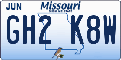 MO license plate GH2K8W