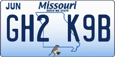 MO license plate GH2K9B