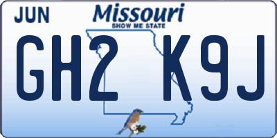 MO license plate GH2K9J