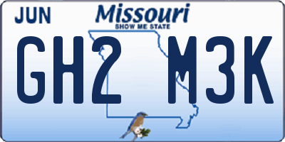 MO license plate GH2M3K