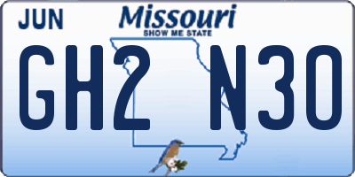MO license plate GH2N3O