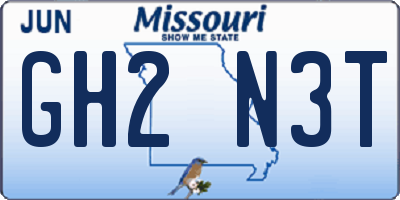 MO license plate GH2N3T