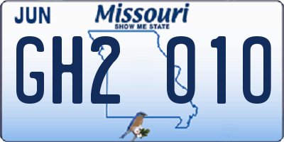 MO license plate GH2O1O