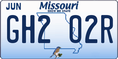 MO license plate GH2O2R